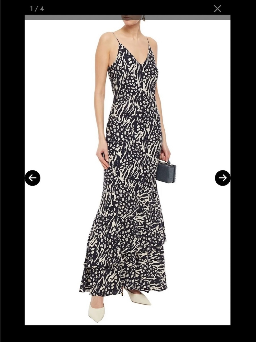 Rebecca Vallance Lola Tiered Printed Crepe Maxi Slip Dress